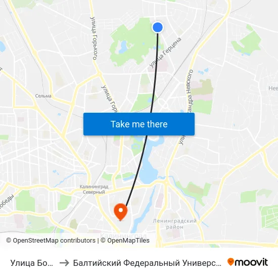 Улица Богатырская to Балтийский Федеральный Университет Имени Иммануила Канта map