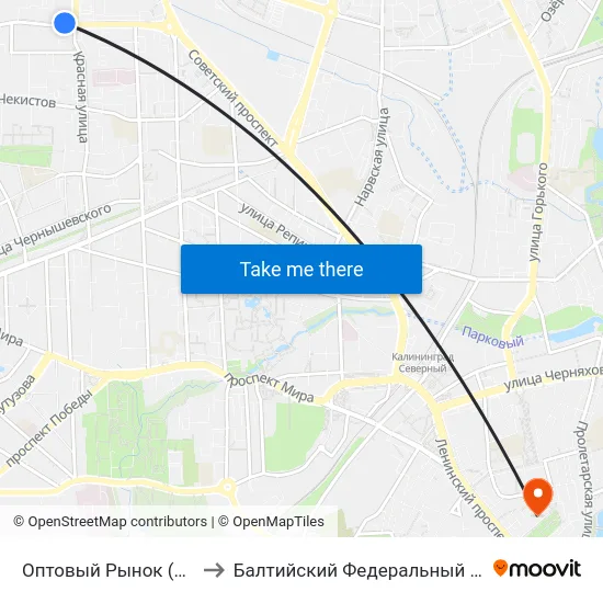 Оптовый Рынок (По Требованию, Из Центра) to Балтийский Федеральный Университет Имени Иммануила Канта map