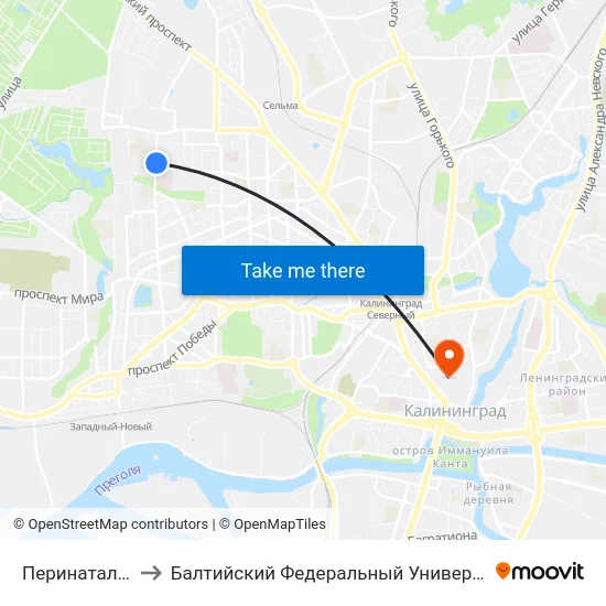 Перинатальный Центр to Балтийский Федеральный Университет Имени Иммануила Канта map