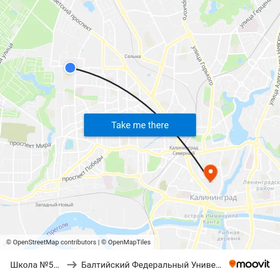 Школа №50 (Из Центра) to Балтийский Федеральный Университет Имени Иммануила Канта map