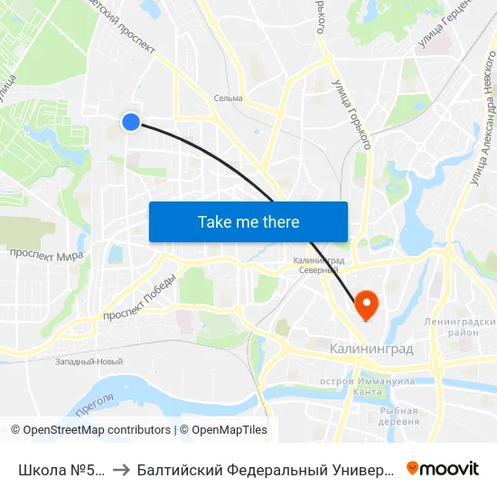 Школа №50 (В Центр) to Балтийский Федеральный Университет Имени Иммануила Канта map