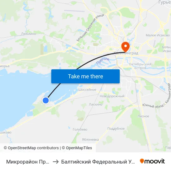 Микрорайон Прибрежный (Конечная) to Балтийский Федеральный Университет Имени Иммануила Канта map