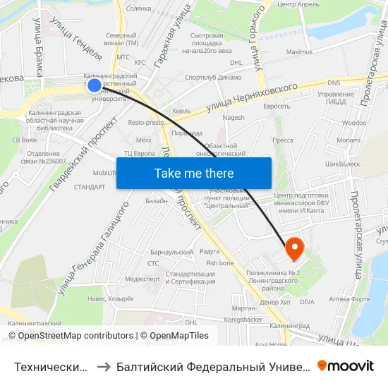 Технический Университет to Балтийский Федеральный Университет Имени Иммануила Канта map
