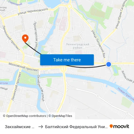 Закхаймские Ворота (Из Центра) to Балтийский Федеральный Университет Имени Иммануила Канта map