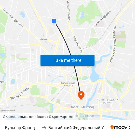 Бульвар Франца Лефорта (Из Центра) to Балтийский Федеральный Университет Имени Иммануила Канта map