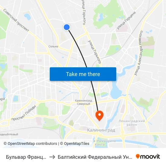 Бульвар Франца Лефорта (В Центр) to Балтийский Федеральный Университет Имени Иммануила Канта map