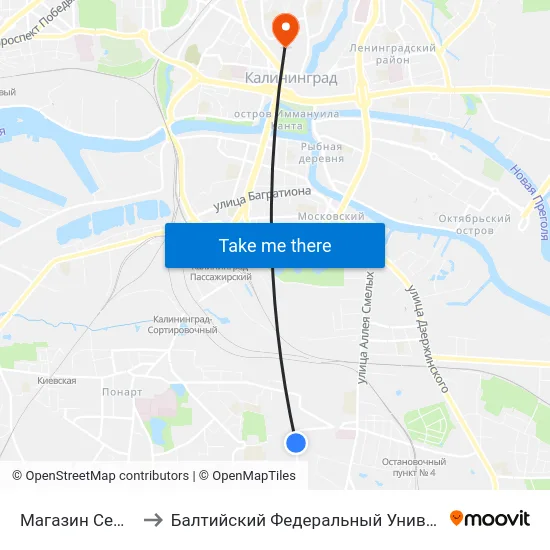 Магазин Семья (Из Центра) to Балтийский Федеральный Университет Имени Иммануила Канта map