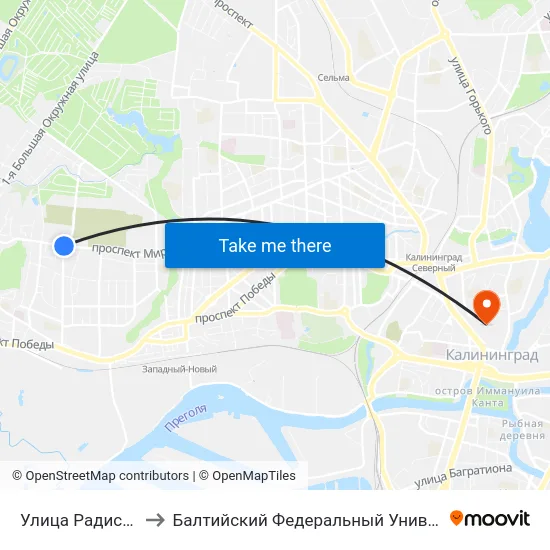 Улица Радистов (Из Центра) to Балтийский Федеральный Университет Имени Иммануила Канта map