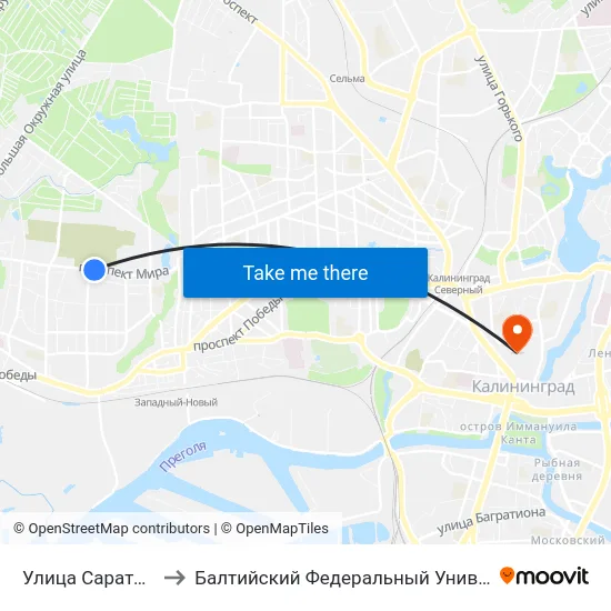 Улица Саратовская (В Центр) to Балтийский Федеральный Университет Имени Иммануила Канта map