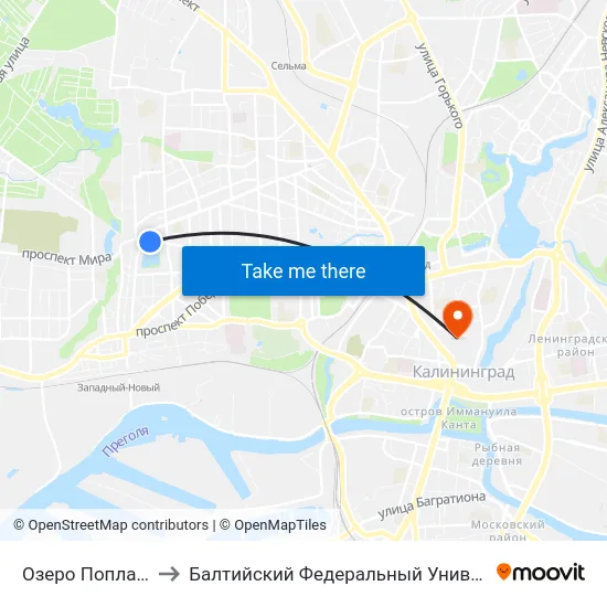 Озеро Поплавок (Конечная) to Балтийский Федеральный Университет Имени Иммануила Канта map
