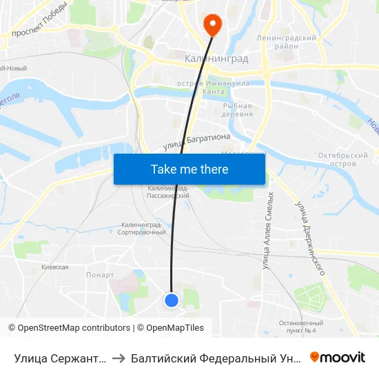 Улица Сержанта Щедина (В Центр) to Балтийский Федеральный Университет Имени Иммануила Канта map