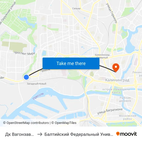 Дк Вагонзавода (Из Центра) to Балтийский Федеральный Университет Имени Иммануила Канта map