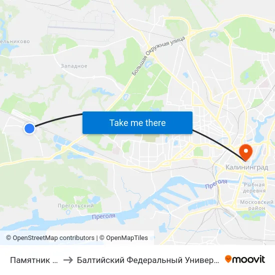 Памятник (Из Центра) to Балтийский Федеральный Университет Имени Иммануила Канта map