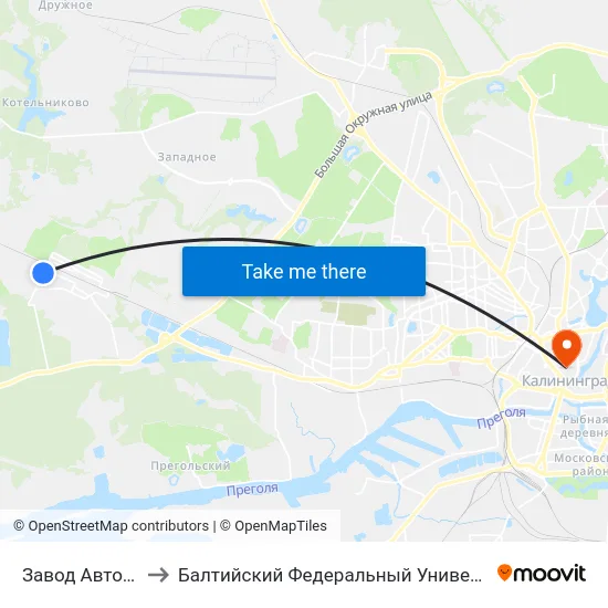Завод Автотор (В Центр) to Балтийский Федеральный Университет Имени Иммануила Канта map