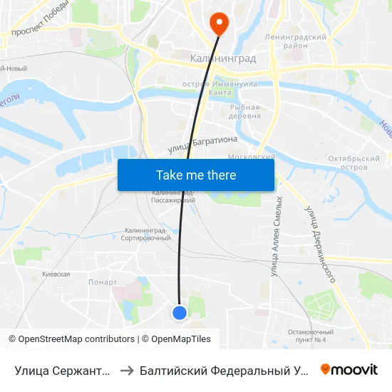 Улица Сержанта Щедина (Из Центра) to Балтийский Федеральный Университет Имени Иммануила Канта map