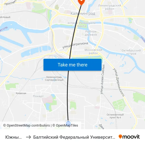 Южный Рынок to Балтийский Федеральный Университет Имени Иммануила Канта map