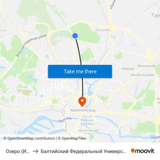 Озеро (Из Центра) to Балтийский Федеральный Университет Имени Иммануила Канта map