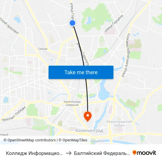 Колледж Информационных Технологий И Строительства (В Центр) to Балтийский Федеральный Университет Имени Иммануила Канта map