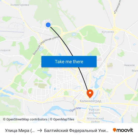 Улица Мира (По Требованию) to Балтийский Федеральный Университет Имени Иммануила Канта map