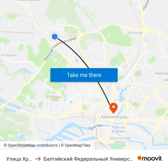 Улица Хрисанфова to Балтийский Федеральный Университет Имени Иммануила Канта map