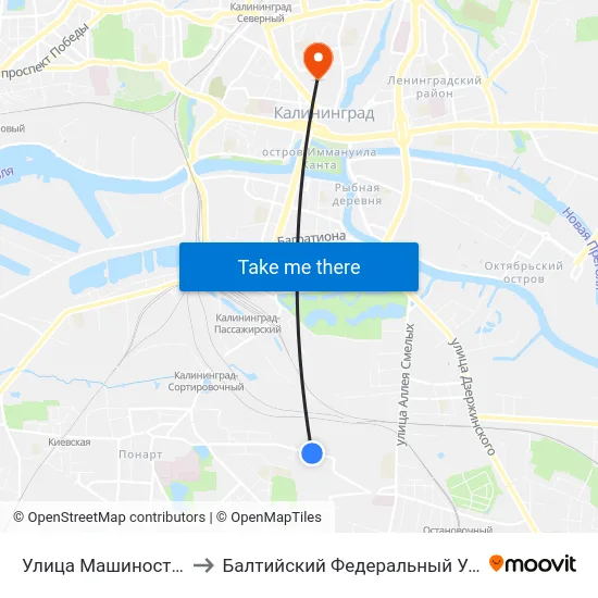 Улица Машиностроительная (Из Центра) to Балтийский Федеральный Университет Имени Иммануила Канта map