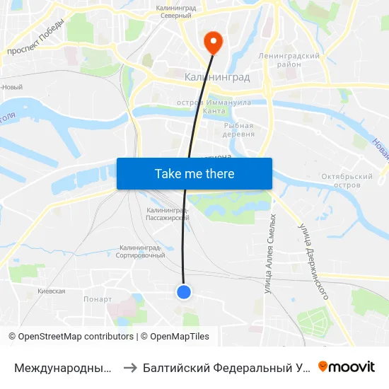 Международный Университет (В Центр) to Балтийский Федеральный Университет Имени Иммануила Канта map