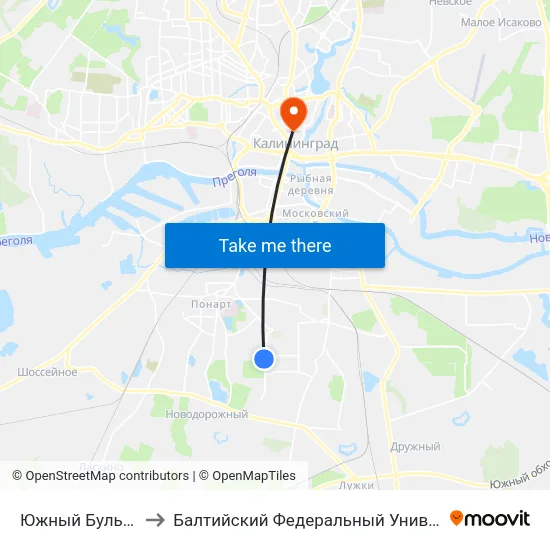 Южный Бульвар (Из Центра) to Балтийский Федеральный Университет Имени Иммануила Канта map