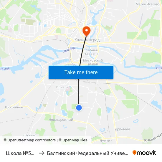 Школа №56 (Из Центра) to Балтийский Федеральный Университет Имени Иммануила Канта map