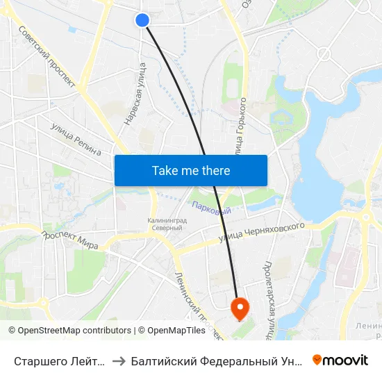 Старшего Лейтенанта Сибирякова to Балтийский Федеральный Университет Имени Иммануила Канта map