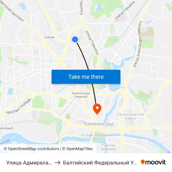 Улица Адмирала Макарова (Из Центра) to Балтийский Федеральный Университет Имени Иммануила Канта map