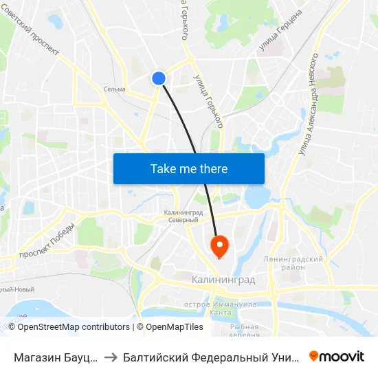 Магазин Бауцентр (Из Центра) to Балтийский Федеральный Университет Имени Иммануила Канта map