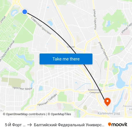 5-Й Форт (В Центр) to Балтийский Федеральный Университет Имени Иммануила Канта map