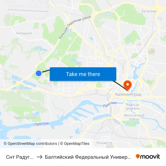 Снт Радуга (В Центр) to Балтийский Федеральный Университет Имени Иммануила Канта map