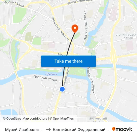 Музей Изобразительных Искусств (В Центр) to Балтийский Федеральный Университет Имени Иммануила Канта map