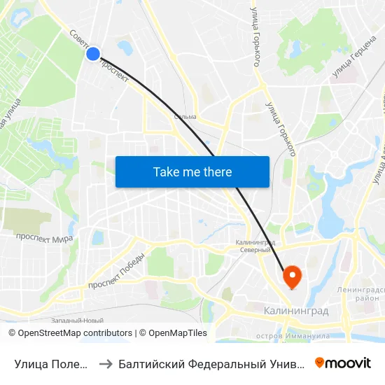 Улица Полецкого (В Центр) to Балтийский Федеральный Университет Имени Иммануила Канта map