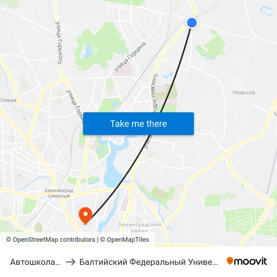 Автошкола (Из Центра) to Балтийский Федеральный Университет Имени Иммануила Канта map