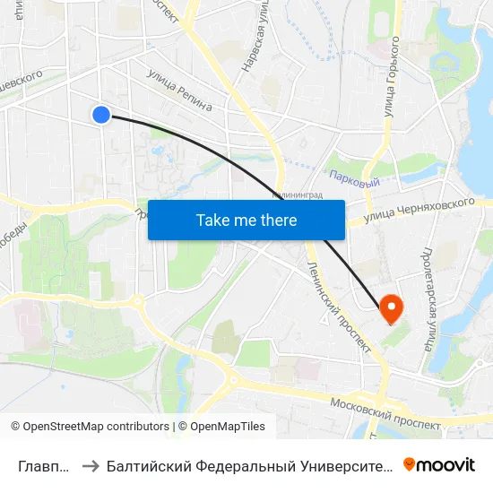 Главпочтамт to Балтийский Федеральный Университет Имени Иммануила Канта map