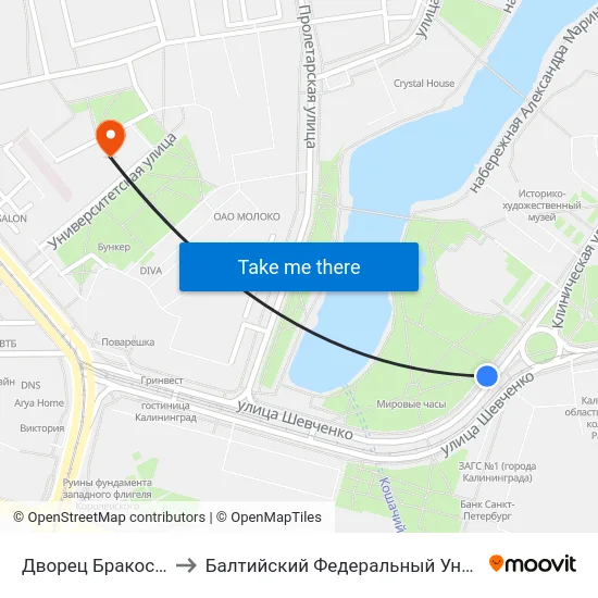 Дворец Бракосочетаний (В Центр) to Балтийский Федеральный Университет Имени Иммануила Канта map