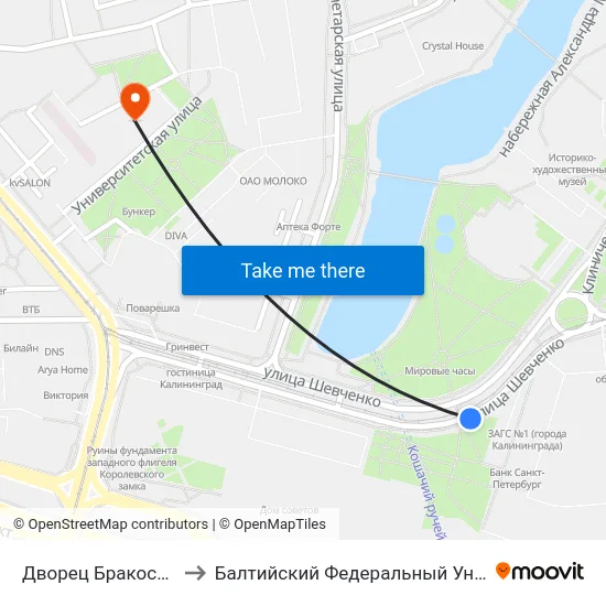 Дворец Бракосочетаний (Из Центра) to Балтийский Федеральный Университет Имени Иммануила Канта map
