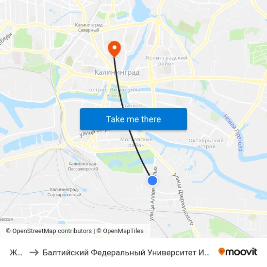 Жби-2 to Балтийский Федеральный Университет Имени Иммануила Канта map