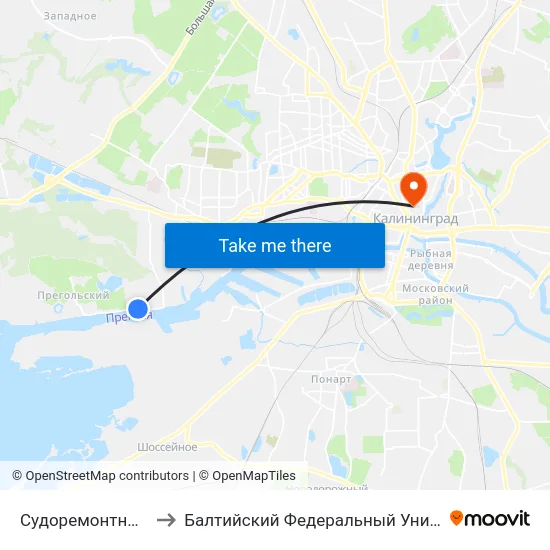 Судоремонтный Завод (В Центр) to Балтийский Федеральный Университет Имени Иммануила Канта map