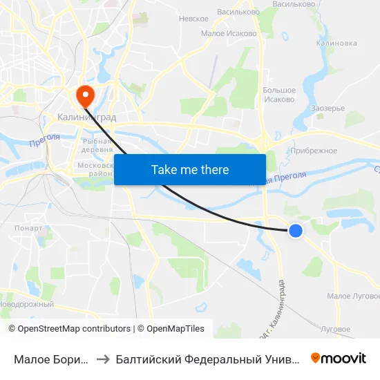 Малое Борисово (В Центр) to Балтийский Федеральный Университет Имени Иммануила Канта map