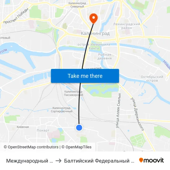 Международный Университет (Из Центра) to Балтийский Федеральный Университет Имени Иммануила Канта map
