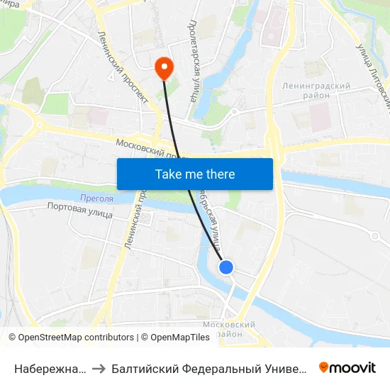 Набережная Ветеранов to Балтийский Федеральный Университет Имени Иммануила Канта map