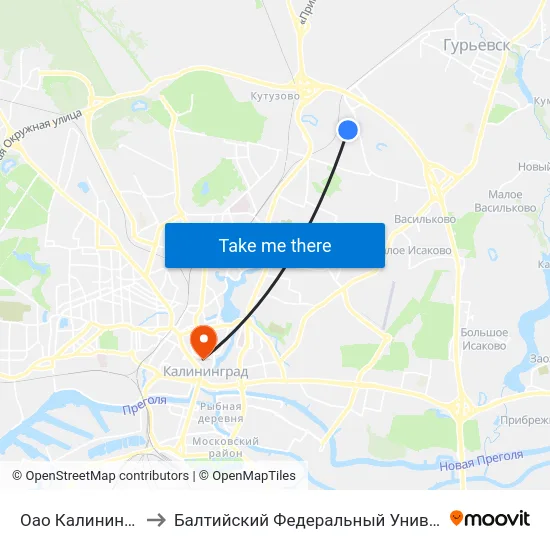 Оао Калининградстройтранс to Балтийский Федеральный Университет Имени Иммануила Канта map