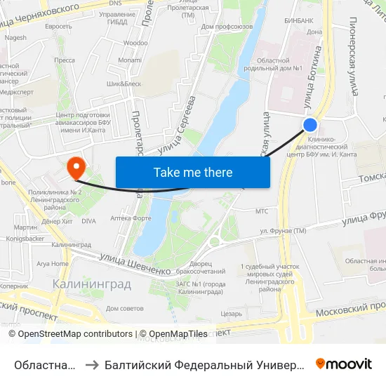 Областная Больница to Балтийский Федеральный Университет Имени Иммануила Канта map