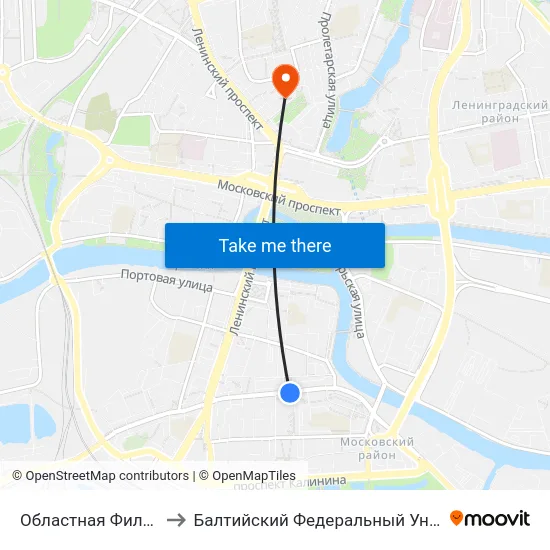 Областная Филармония (Из Центра) to Балтийский Федеральный Университет Имени Иммануила Канта map