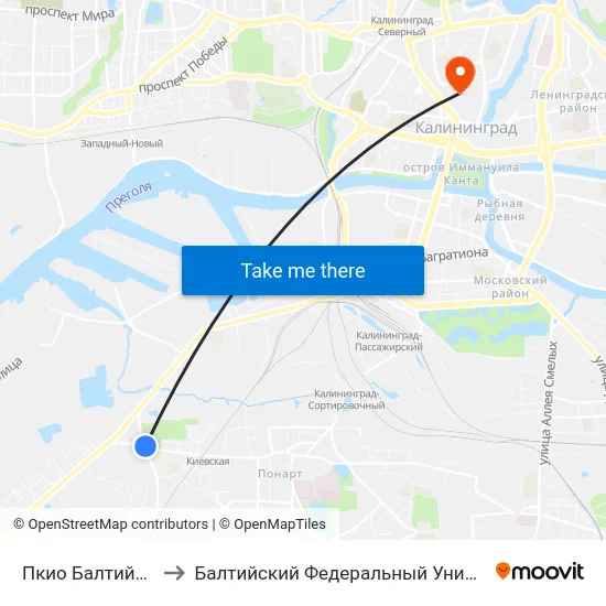 Пкио Балтийский (Из Центра) to Балтийский Федеральный Университет Имени Иммануила Канта map