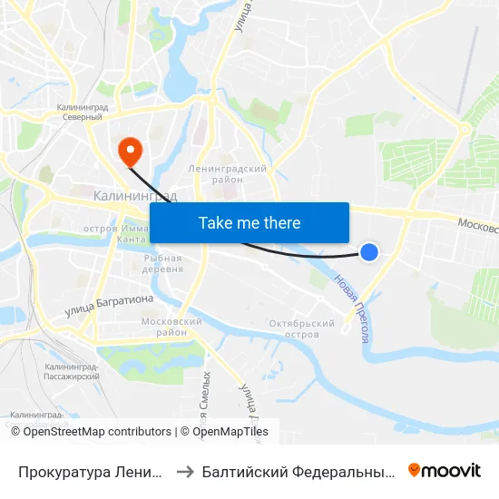 Прокуратура Ленинградского Района (Из Центра) to Балтийский Федеральный Университет Имени Иммануила Канта map