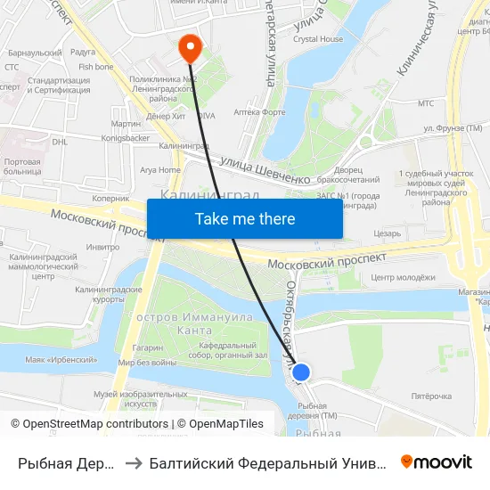 Рыбная Деревня (В Центр) to Балтийский Федеральный Университет Имени Иммануила Канта map